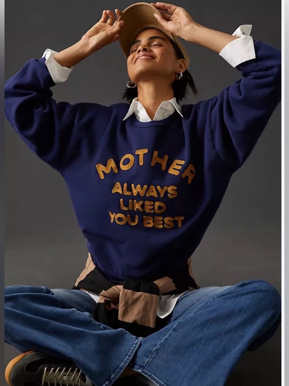 MOTHER Denim The Drop Square Sweatshirt
Navy Always Liked You Best EUC- M -RARE